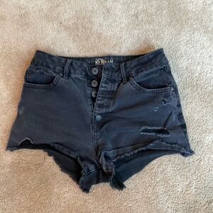 Rewash Women's Dark Distressed Jean Shorts